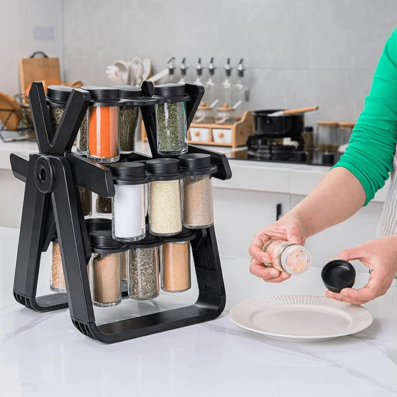 18 Jar Rotating Spice Rack | 360° Kitchen Spice Organizer