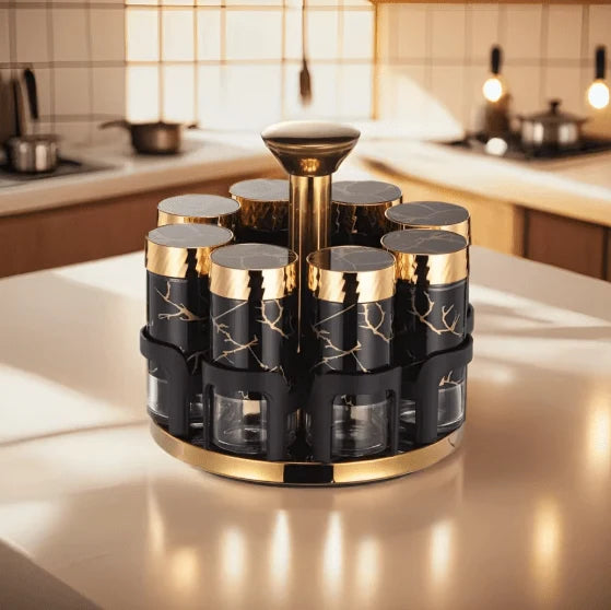 360° Rotating Spice Carousel — Premium Glass Collection