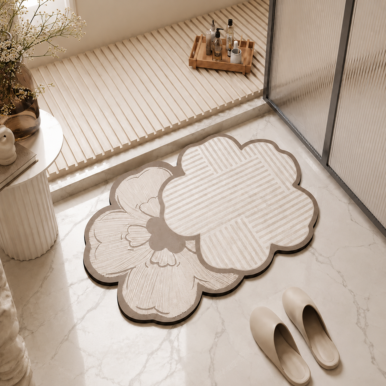 Luxury Flower-Shaped Non-Slip Bathroom Floor Mat