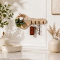 Wooden Wall Key Holder with Decorative Home Sign & 4 Hooks