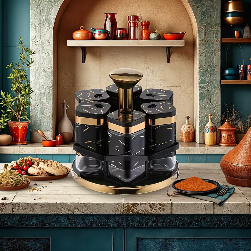 360° Rotating Spice Carousel — Premium Glass Collection