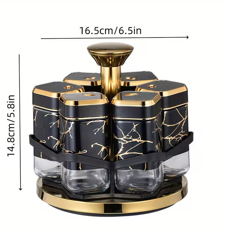 360° Rotating Spice Carousel — Premium Glass Collection
