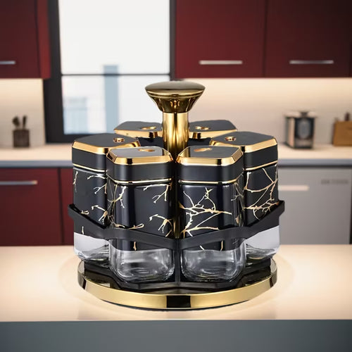 360° Rotating Spice Carousel — Premium Glass Collection