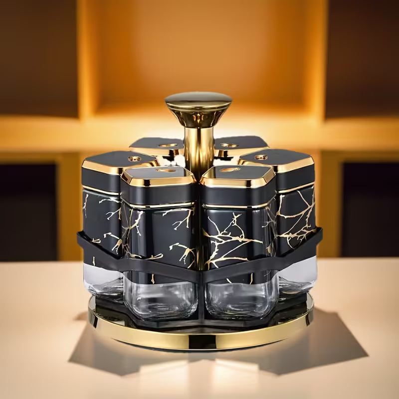 360° Rotating Spice Carousel — Premium Glass Collection