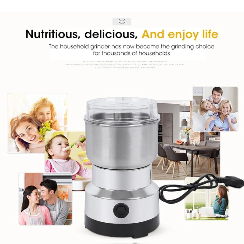 Stainless Steel Electric Grinder — One-Click Coffee & Spice Grinder