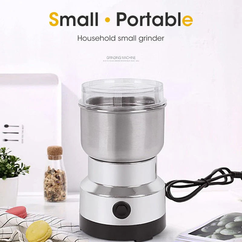 Stainless Steel Electric Grinder — One-Click Coffee & Spice Grinder